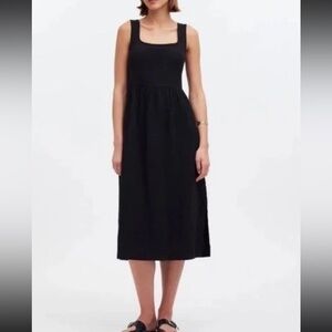 Madewell Knit /Gauze Tank Midi Dress Black Size Small  NK516
